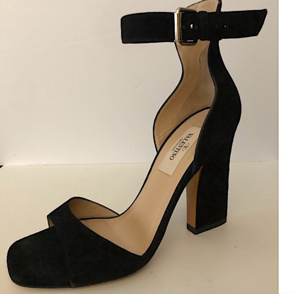 Suede Chunky Heel Buckle Ankle Strap Sandals